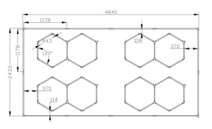 Hexagon LED<br />8 kuber - 456 Watt